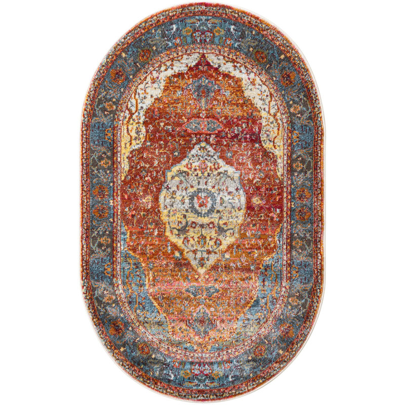 Majed Abstract Indoor Rug, Oval 3'3" x 5'3"
