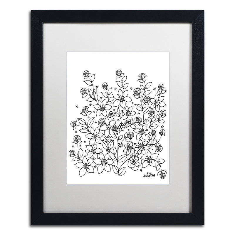 « simple fleur doodle », impression sur toile encadrée, Blanc, H 20 po x l 16 po x P 0,5 po