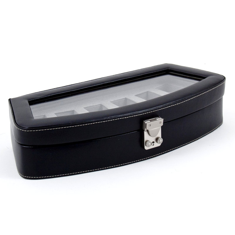 Leather Watch Box +, Black Leather