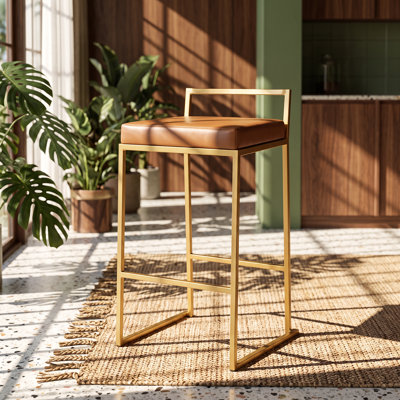 Upholstered Counter Stool with Steel Frame