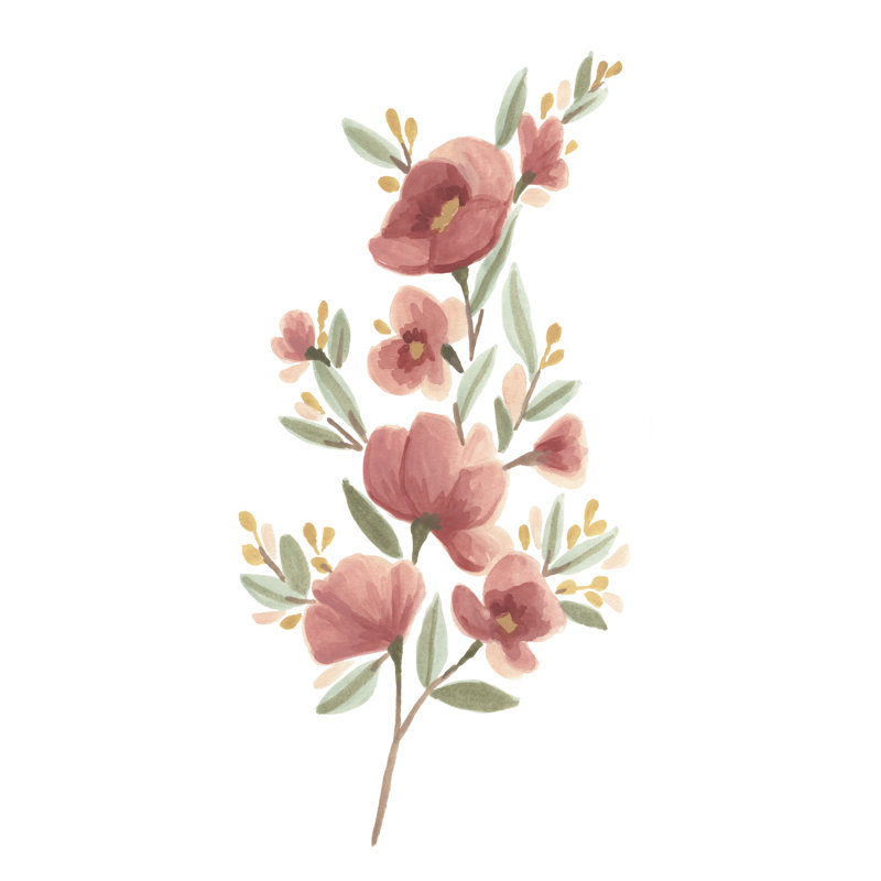 Branche de fleurs sauvages III, H 18 po x l 12 po x P 1,25 po