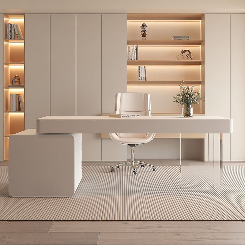 Minimalist Cream-Tone Desk, 29.5" H x 47.2" W x 23.6" D