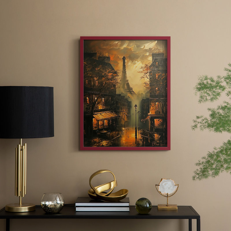 LANDSCAPES Series CCCLXXI Framed Print - Solid Wood, 21" H x 17" W, Red