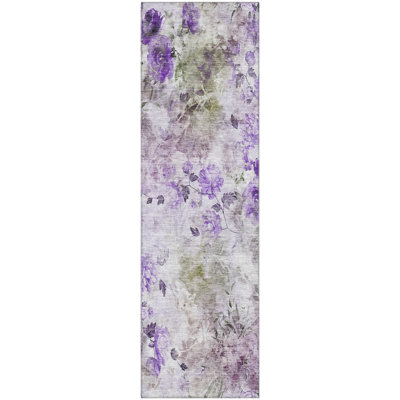 Premium Machine Washable Prisco Purple Rug