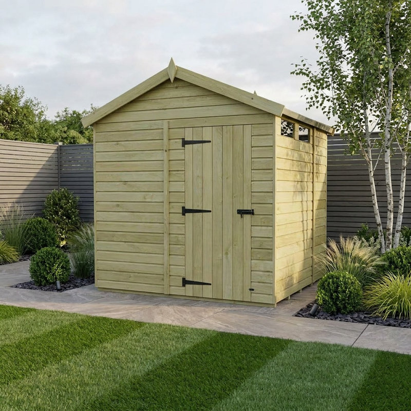 Total Sheds 6ft x 8ft Security Apex Shed - Heavy-Duty Hasp Staple Anti-Tamper - Pressure Treated Timber - UK Manufactured