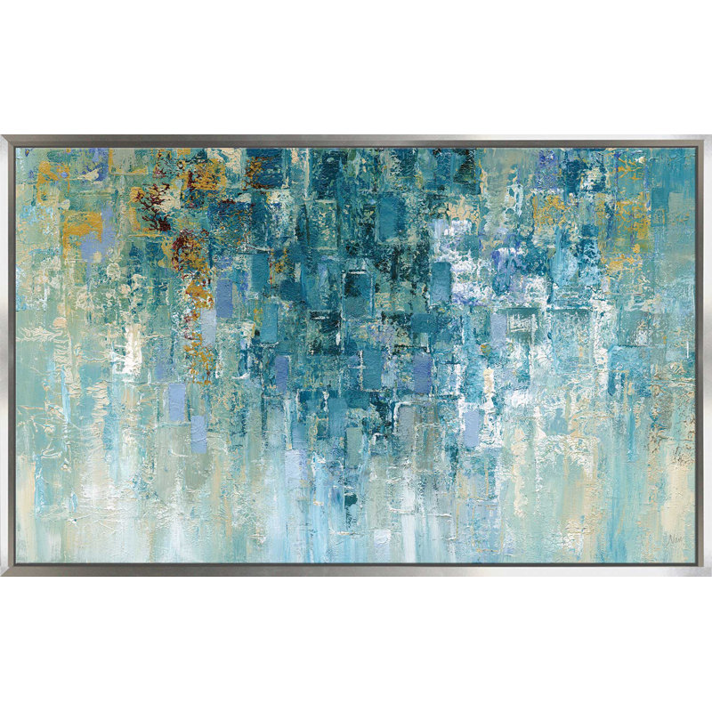 «I Love the Rain» par Nan - reproduction, H 27,5 po x l 43,5 po x P 2 po, Cadre flottant argent