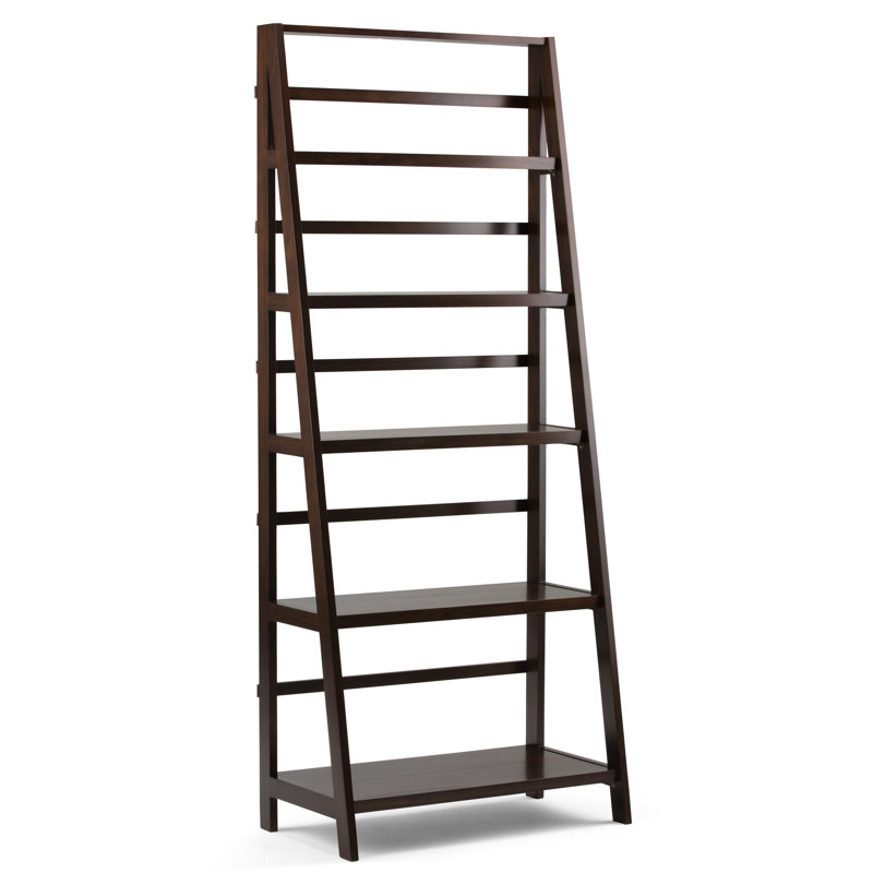Bibliothèque échelle en bois massif Acadian, H 72 po x l 30 po x P 16 po, Blanc