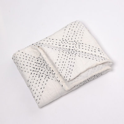Feba Hand Hooked Plaid Quilt - Twin