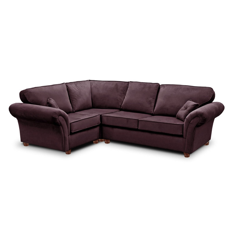 Lila 4 Seater Velvet Corner Sofa , Plum, Left Hand Facing