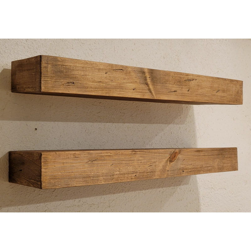 Arzhin Pippi Modern Floating Shelves 3 Inches Thick, Rustic Oak, 3.5" H x 30" W x 8" D
