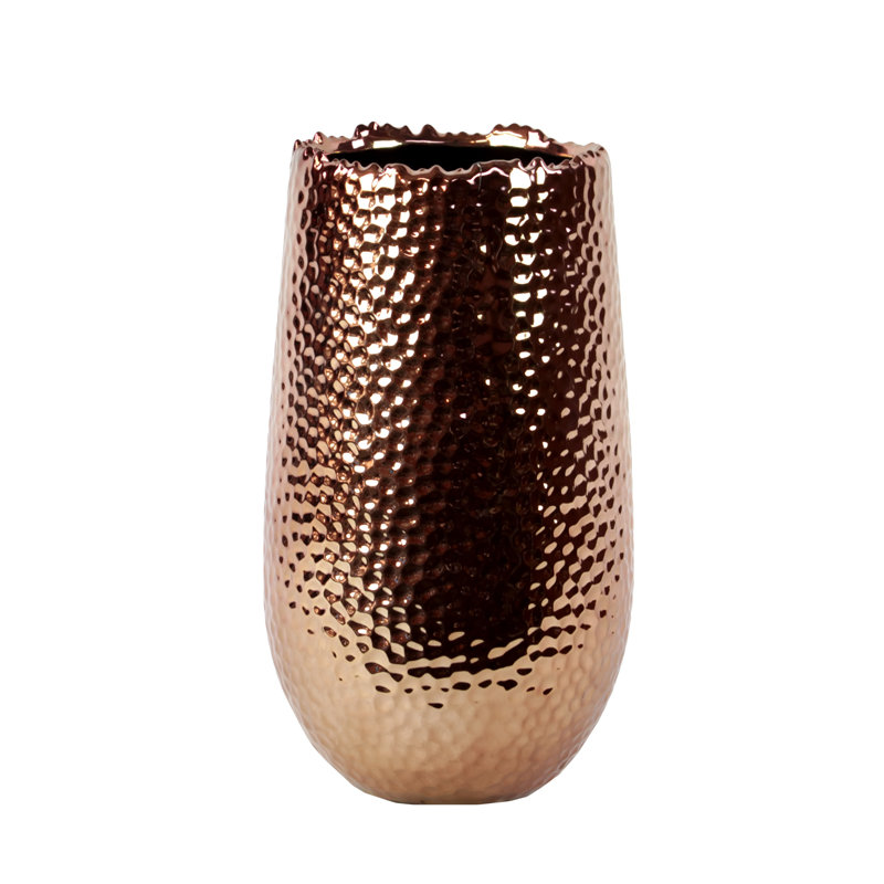 Vase de table de lèvre inégale Oakern, H 12,02 po x l 6,69 po x P 6,69 po, Cuivre