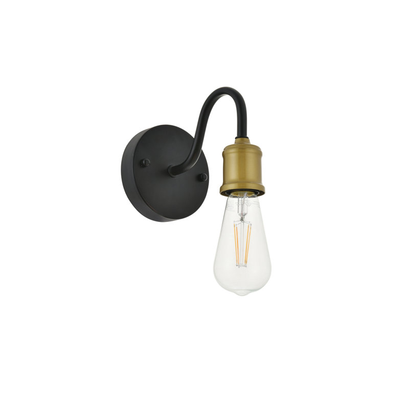 Sumas Dimmable Armed Sconce, 5.3" H x 4.7" W x 4.7" D, 1 Light, Brass/Black