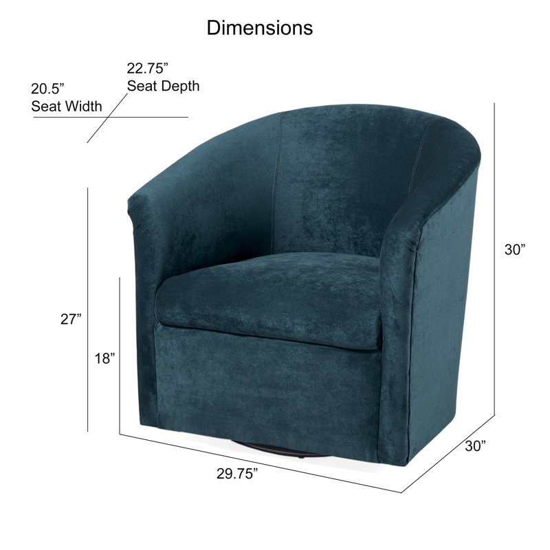 Fauteuil demi-tonneau pivotant de l 29,75 po Karcher, Polyester bleu sarcelle