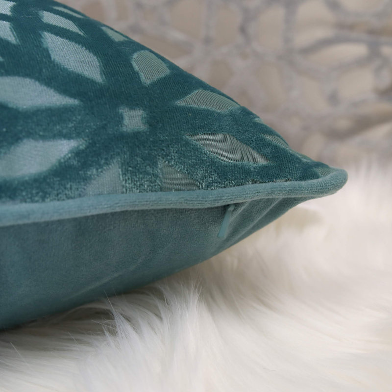 Damask Velvet Throw Pillow, Spa