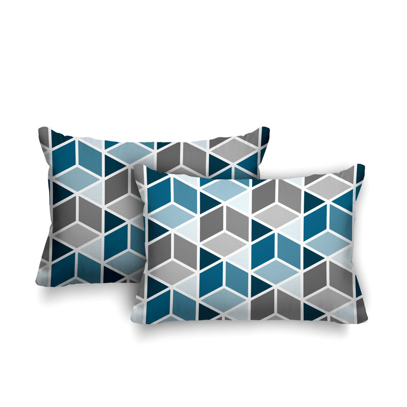 Coussin cubique intérieur / extérieur Cubana, Turquoise