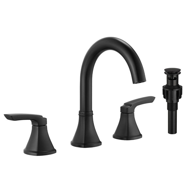 8 Inch Widespread Bathroom Faucet With Drain Assembly 3 Hole Bathroom Sink Faucets Stainless Steel Double Handle Bathroom Basin Taps With Swivel Spout