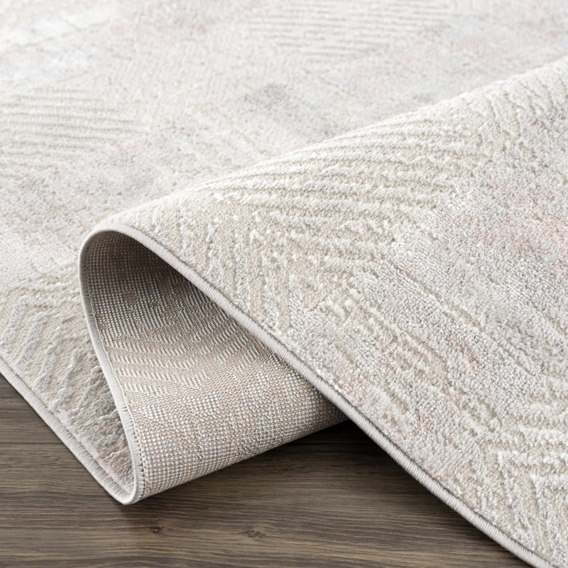 Katriena Modern Design Gray/Pink Area Rug, Rectangle 4' x 6'
