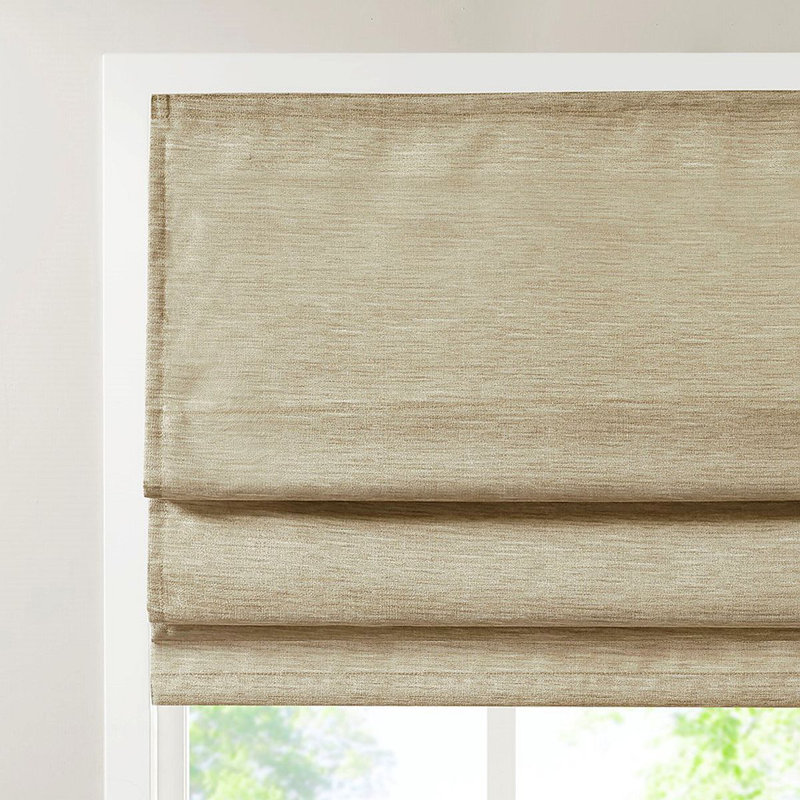 Store romain imprimé sans cordon obscurcissant en soie, Taupe, L 35 po x L 64 po