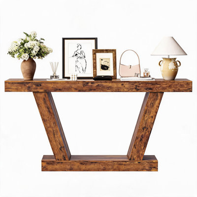 Console étroite de 63 pouces de long, canapé en bois aggloméré pour l'entrée, le couloir et le canapé derrière, table d'appoint de style campagnard moderne pour le salon et la décoration d'entrée