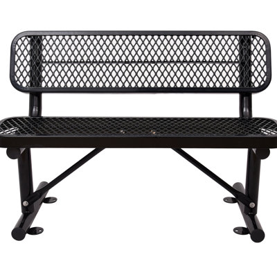 Banc d'extérieur robuste avec - noir pour jardin, patio 4 pi Conception évidée et jardin