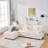 101.9-Inch Three-Seater Sofa, Made Of Cashmere Fabric, Equipped With A Movable Footstool, Modular Design, Suitable For Various Settings Such As Living Rooms, Bedrooms, And Apartments.Beige-154995366