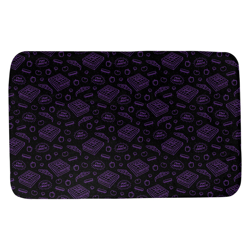 Tapis pour salle de bain Avicia, l 21 po x L 34 po, Noir / Mauve