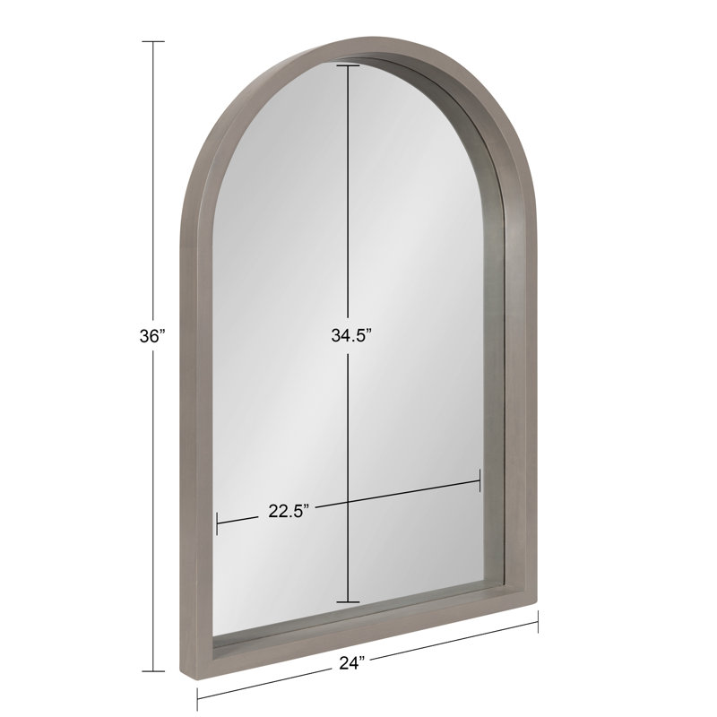 Skyeler Modern Wood Arched Accent Mirror, Gray, 20" x 30"