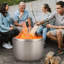 Foyer d'extérieur portatif sans fumée 27 po, foyer d'extérieur en acier inoxydable à faible fumée pour patio, jardin, pique-nique et camping