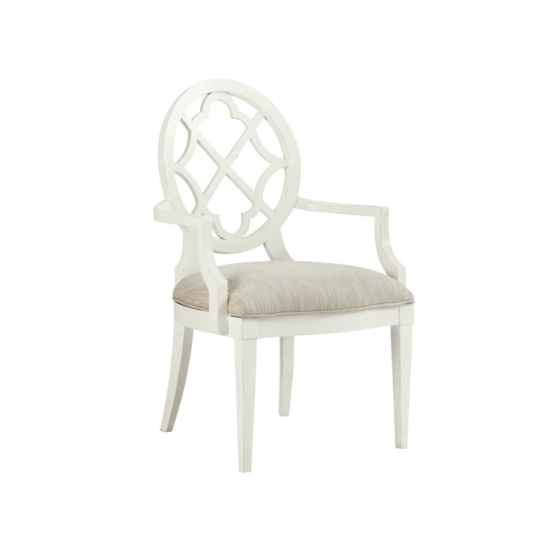 Chaise avec accoudoirs à dossier croisé ivoire en blanc / beige
