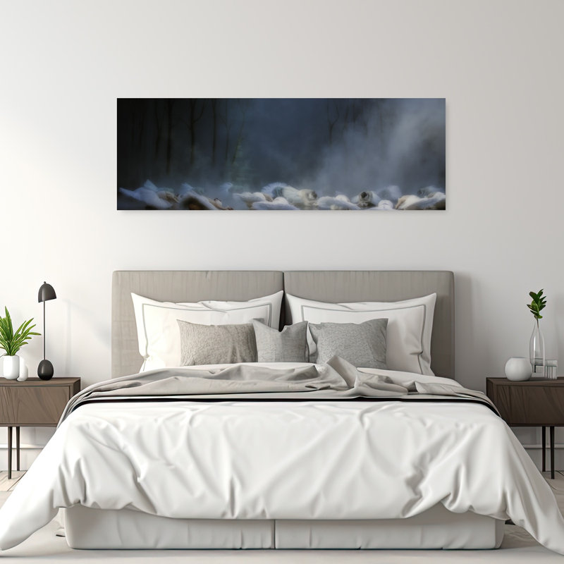 «Misty Water Ballet Elegant Ethereal Serene Forest Landscape», art mural, H 60 po x l 20 po