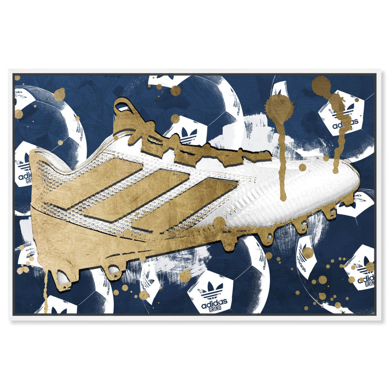 " Soccer Cleats Navy ", White Framed, 30" H x 45" W