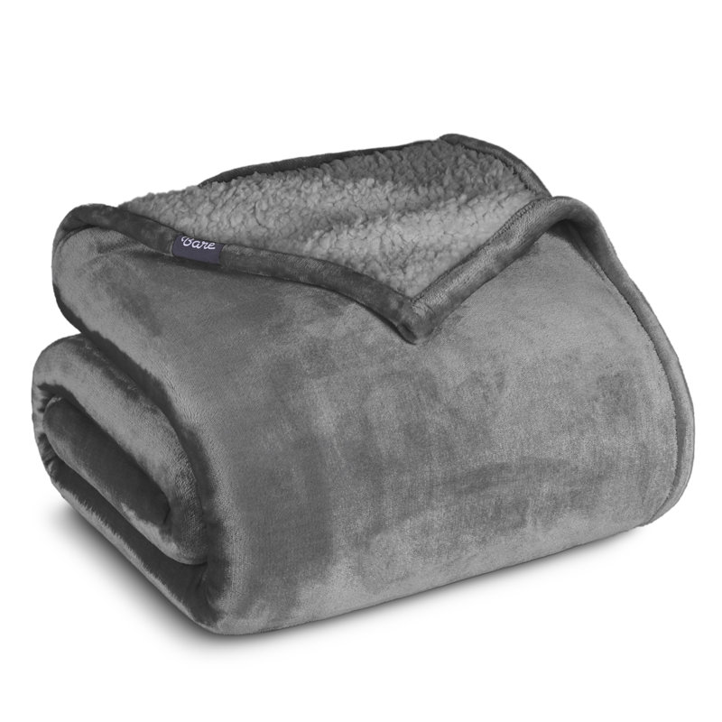 Couverture Sherpa, Très grand, Gris avec sherpa gris