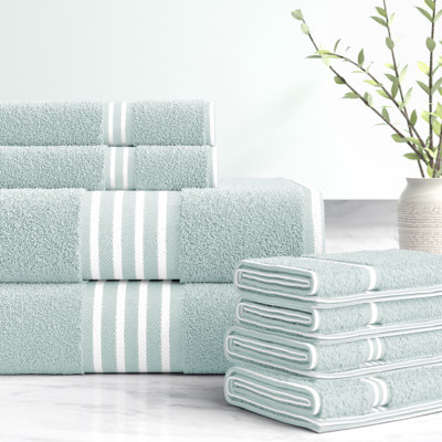 8-Piece Towel Set - Cotton Bathroom Accessories with 2 Bath Towels, 2 Hand Towels, 2 Washcloths, and 2 Fingertip Towels by Lavish Home