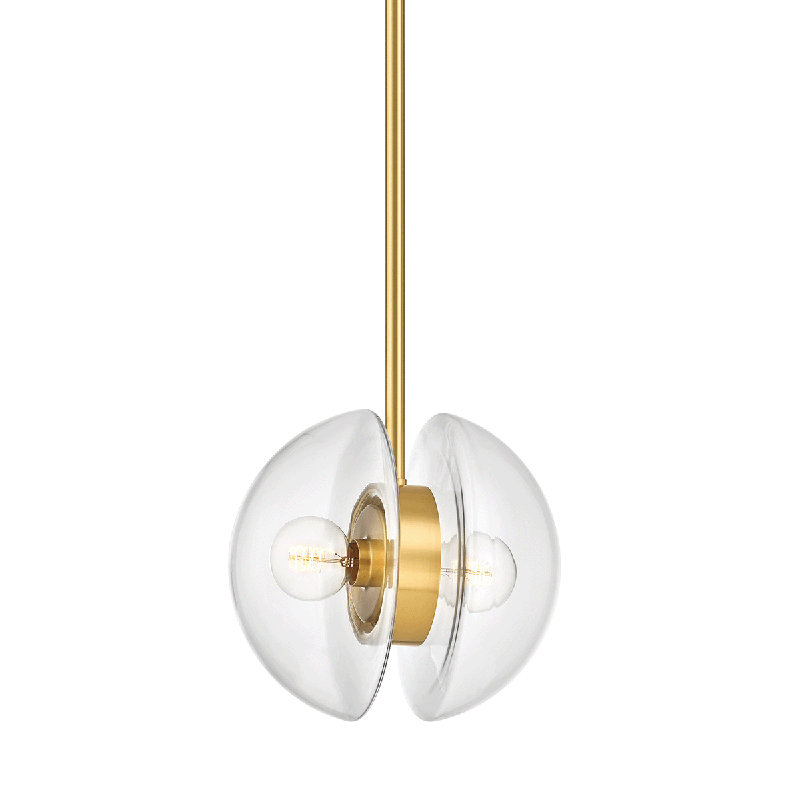 KERT 2 LIGHT PENDANT, Aged Brass, 19" H x 11.75" W x 11.75" D