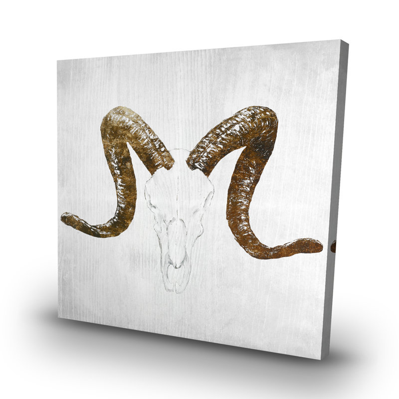Aeries skull with horns - 32"x32" art on canvas