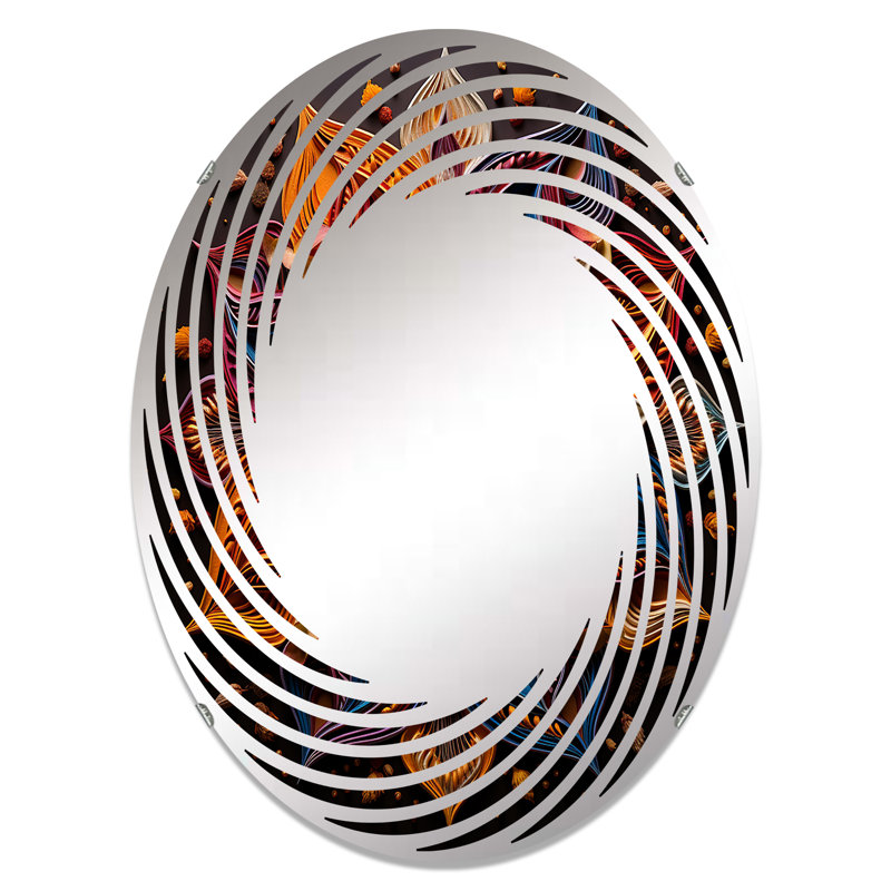 Hindouisme Rangoli Whispers - Miroir mural en spirale-MIR113697-Ovale, L 24 po x H 36 po