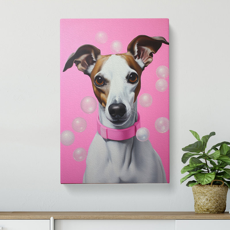 Whippet Bubble Gum - Wrapped Canvas, 60cm H x 40cm W x 3cm D