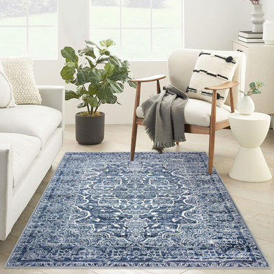 Charlton Home  Area Rug  Machine Washable  Rugs with Rubber Backing for Living Room