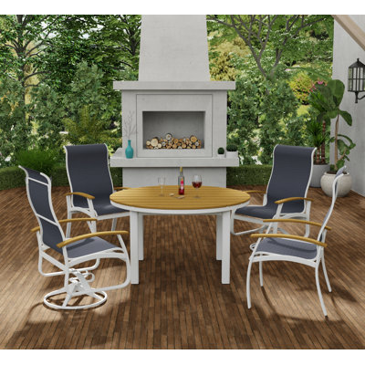 Hirotaka 4 - Person Patio Dining Set Umbrella Hole Included Round Table