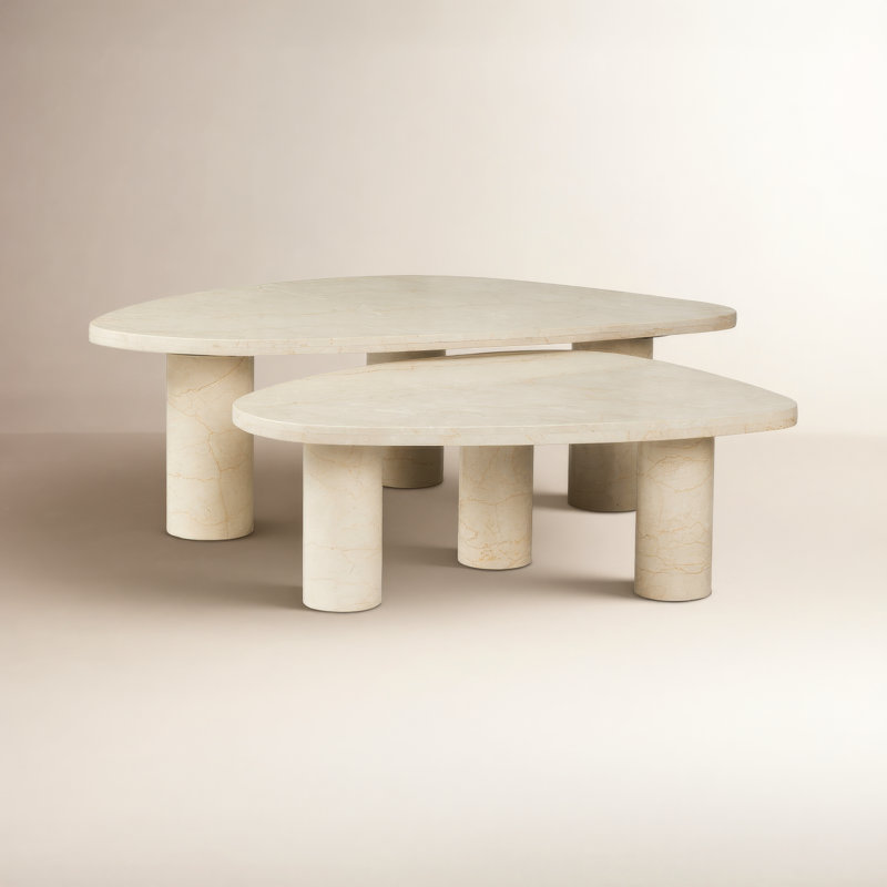 Moraga Marble Top Nesting Coffee Table, Cream