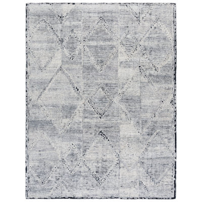 Aniqa Hand Tufted Wool/Cotton Geometric Rug in Gray/Ivory/Black