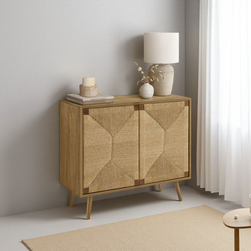 Commode décorative, 35,5 po de largeur, armoire 2 portes, rangement, décoratif, aspect ruppie maritime