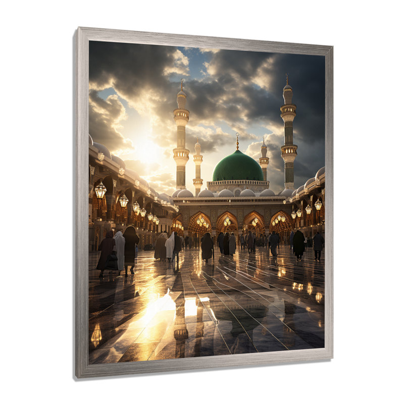 Mosquée de Rinnel - Art mural, H 40 po x l 30 po x P 1,5 po, Cadre simple argenté