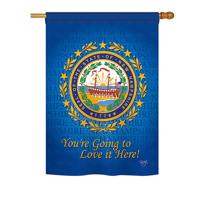 Drapeau de maison en polyester à 2 côtés US State, H 40 po x l 28 po, New Hampshire