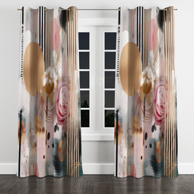 Aul - Abstract Floral Blackout Grommet Curtain - 1 panel