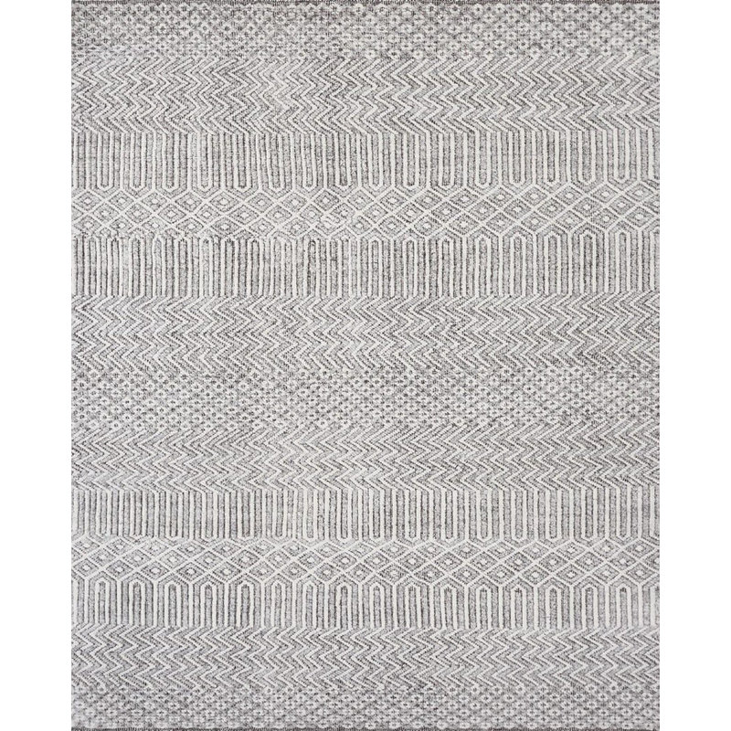 Tapis ivoire chic en laine fait à la main, Rectangle 8 pi x 10 pi