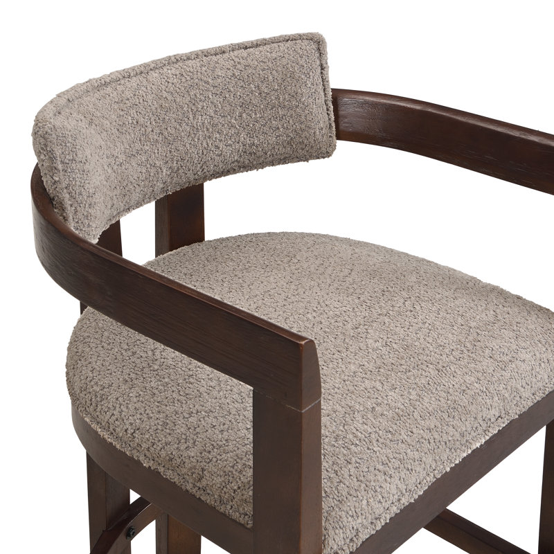 Tabourets de bar rembourrés 26 po Evesham, Siège taupe bouclé / cadre espresso