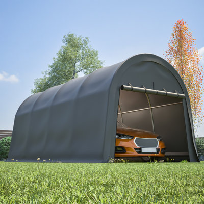 Abri d'auto 12 x 20 pi très résistant, garage portatif de qualité commerciale en acier, résistant au vent et à la neige, remise extérieure imperméable pour camions, voitures, bateaux et équipement