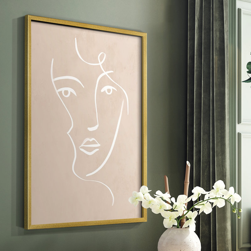 «Curly Face I», reproduction encadrée - bois massif, H 10 po x l 8 po