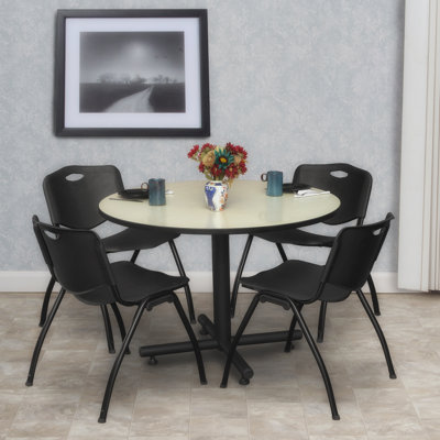Kobe Round Breakroom Table, 4 M Stack Chairs